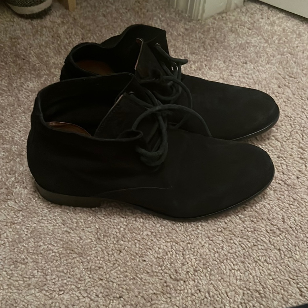 FRYE black suede lace up ankle booties